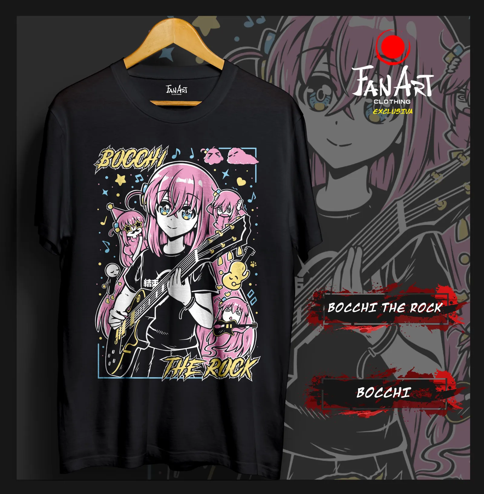 Polera Hitori Gotoh (Bocchi) · guitarra y versiones chibi — Bocchi the Rock!