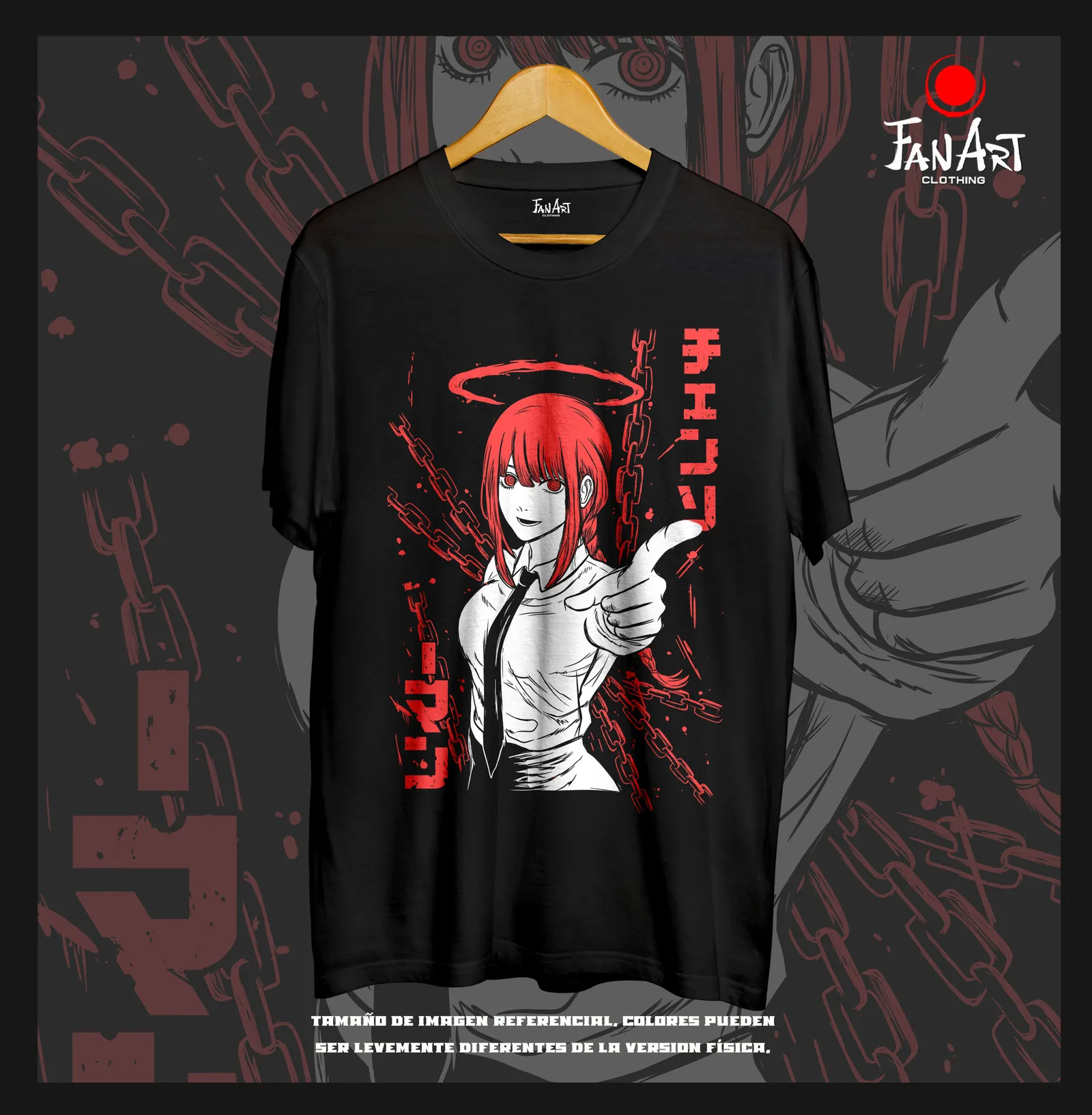 Polera Makima · aureola y cadenas — Chainsaw Man