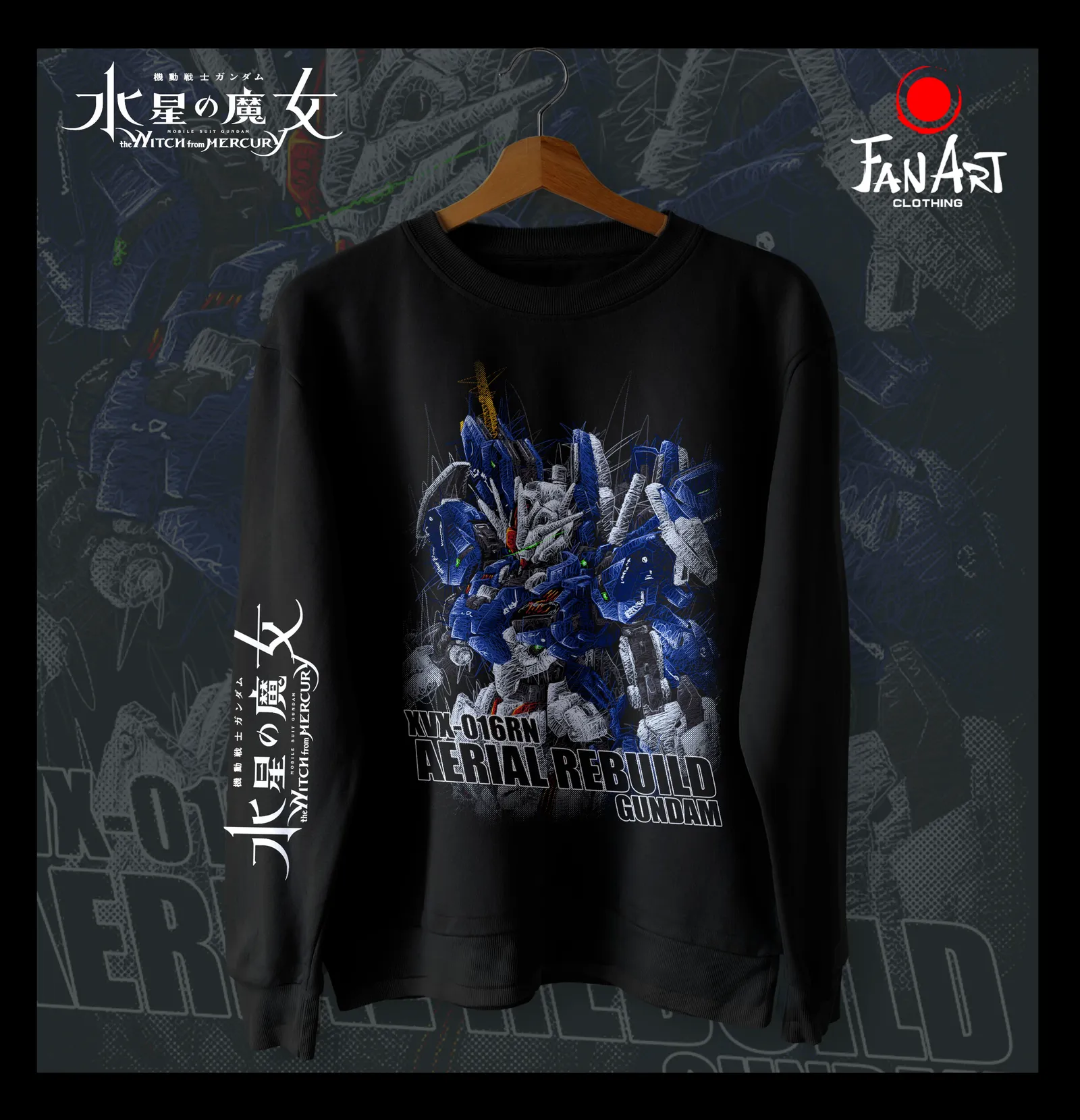 Polera XVX-016RN Aerial Rebuild Gundam · Aerial Rebuild, manga larga — Gundam